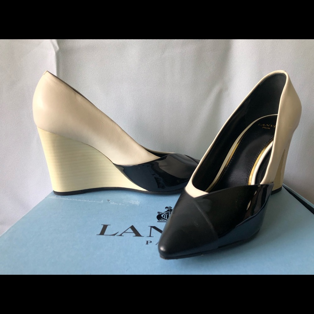Lanvin Wedge Pumps - Black/ Ivory